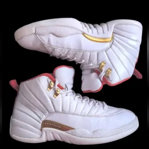 Air Jordan 12 Retro FIBA World Cup White, Red &amp; Gold Men's Sz 10.5 US Sneakers