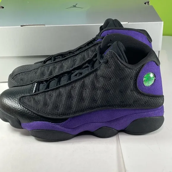 Air Jordan 13 Retro Mens Size 10 Black &amp; Court Purple Basketball Sneakers