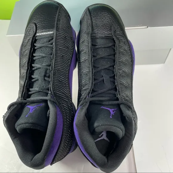 Air Jordan 13 Retro Mens Size 10 Black &amp; Court Purple Basketball Sneakers