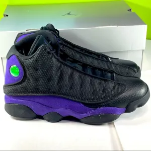 Air Jordan 13 Retro Mens Size 10 Black &amp; Court Purple Basketball Sneakers