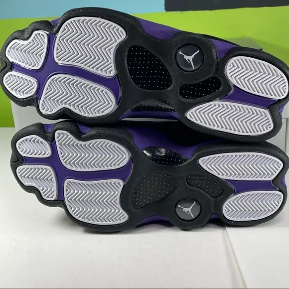 Air Jordan 13 Retro Mens Size 10 Black &amp; Court Purple Basketball Sneakers