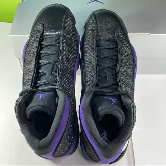 Air Jordan 13 Retro Mens Size 10 Black &amp; Court Purple Basketball Sneakers