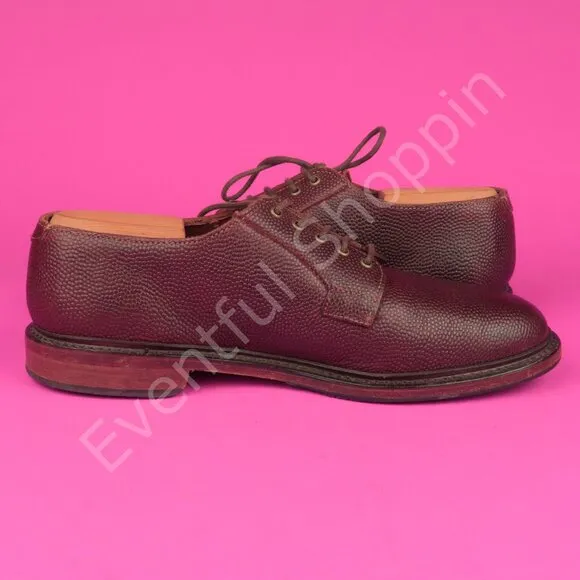Allen Edmonds Gridiron Football Pebble Grain PTB Blucher Derby Shoes Brown 8 D