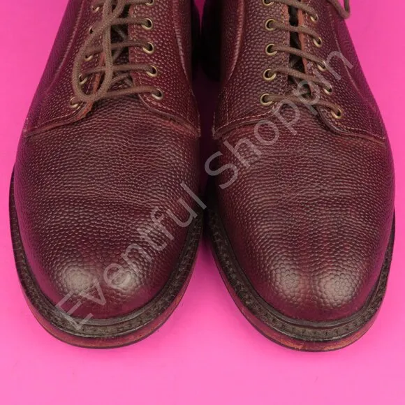 Allen Edmonds Gridiron Football Pebble Grain PTB Blucher Derby Shoes Brown 8 D
