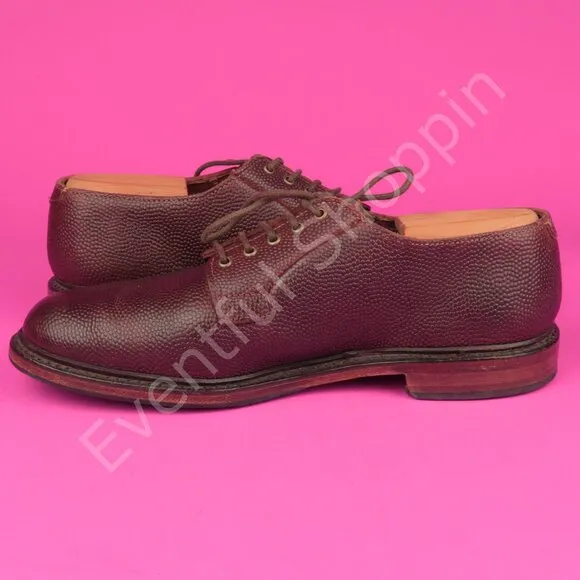 Allen Edmonds Gridiron Football Pebble Grain PTB Blucher Derby Shoes Brown 8 D