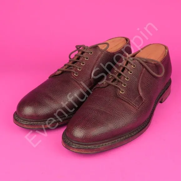Allen Edmonds Gridiron Football Pebble Grain PTB Blucher Derby Shoes Brown 8 D