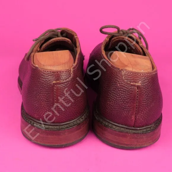 Allen Edmonds Gridiron Football Pebble Grain PTB Blucher Derby Shoes Brown 8 D