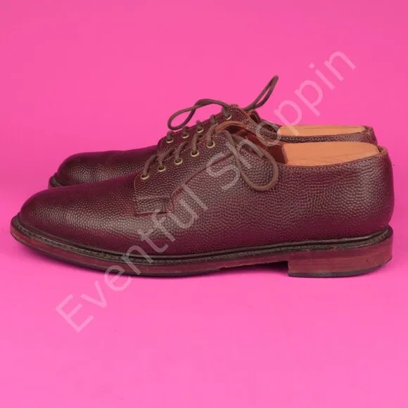 Allen Edmonds Gridiron Football Pebble Grain PTB Blucher Derby Shoes Brown 8 D