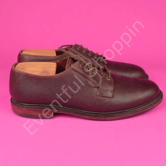 Allen Edmonds Gridiron Football Pebble Grain PTB Blucher Derby Shoes Brown 8 D