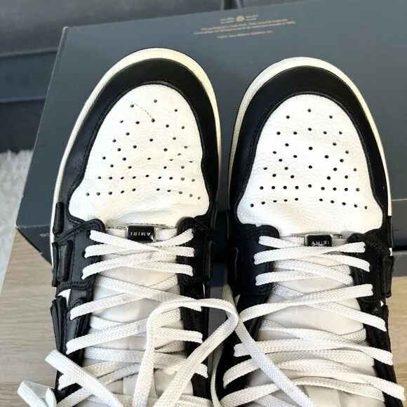 Amiri Skeleton Top High “White Black” Authentic Leather Sneakers Men's Size 11