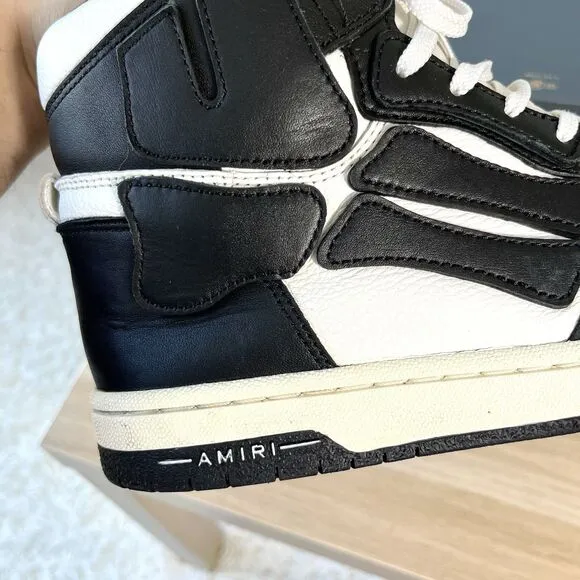 Amiri Skeleton Top High “White Black” Authentic Leather Sneakers Men's Size 11