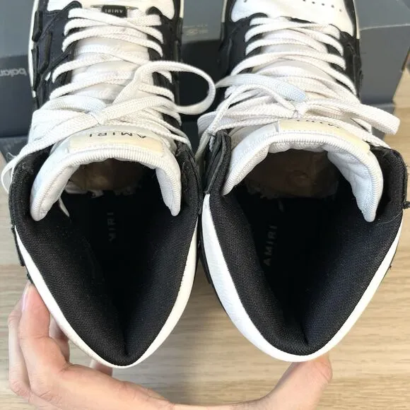 Amiri Skeleton Top High “White Black” Authentic Leather Sneakers Men's Size 11