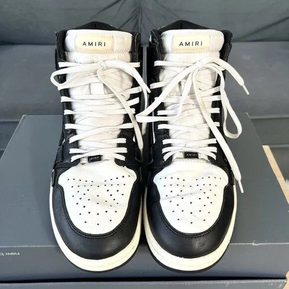 Amiri Skeleton Top High “White Black” Authentic Leather Sneakers Men's Size 11