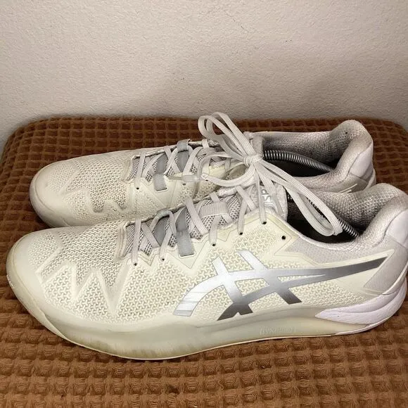 Asics Gel Resolution 8 Tennis Court Shoes Mens Sz 12.5 White Pickleball 1041A079