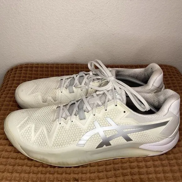 Asics Gel Resolution 8 Tennis Court Shoes Mens Sz 12.5 White Pickleball 1041A079
