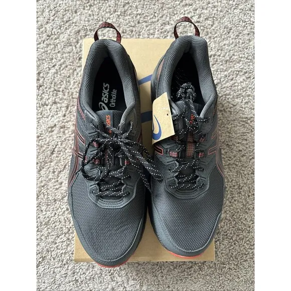 ASICS Gel Venture 9 Running Shoes Men 12 Extra Wide Graphite Gray Red Trail Mesh