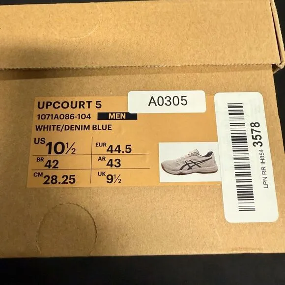 Asics Upcourt 5 White Denim Blue Court Shoes Sneakers 10.5