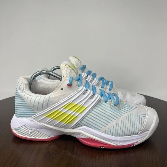 Babolat Shoes Women's 7.5 White Blue Propulse Fury All Court Tennis 31S21477‎