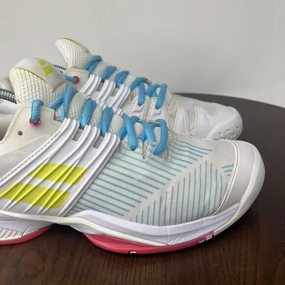 Babolat Shoes Women's 7.5 White Blue Propulse Fury All Court Tennis 31S21477‎