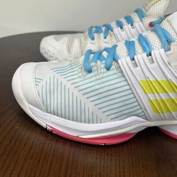 Babolat Shoes Women's 7.5 White Blue Propulse Fury All Court Tennis 31S21477‎