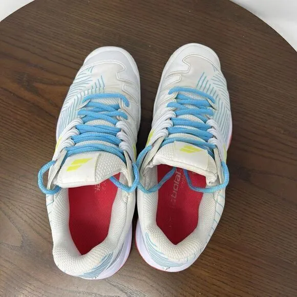 Babolat Shoes Women's 7.5 White Blue Propulse Fury All Court Tennis 31S21477‎