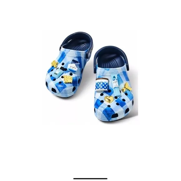 Bath and Body Works Blue Gingham x Crocs Gingham Scented Jibbitz Size M9 W11 NEW