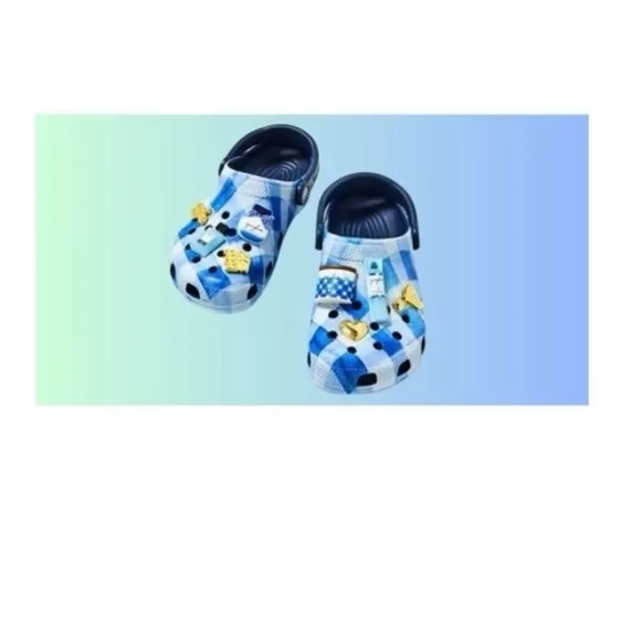 Bath and Body Works Blue Gingham x Crocs Gingham Scented Jibbitz Size M9 W11 NEW