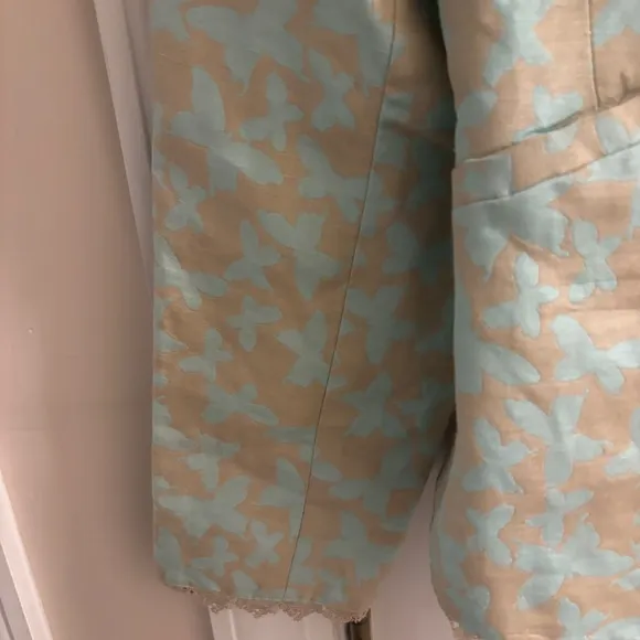 Beautiful Doncaster Teal Blue &amp; Biege Skirt Suit Jacket Size 6 Skrit Size 8
