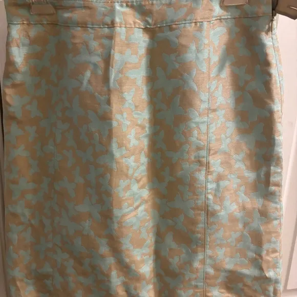 Beautiful Doncaster Teal Blue &amp; Biege Skirt Suit Jacket Size 6 Skrit Size 8