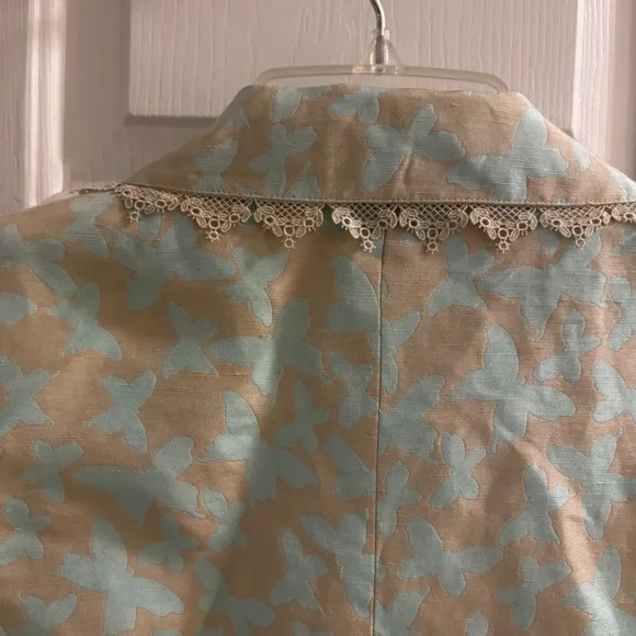 Beautiful Doncaster Teal Blue &amp; Biege Skirt Suit Jacket Size 6 Skrit Size 8