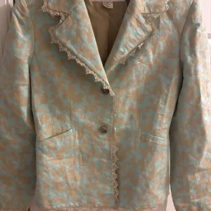 Beautiful Doncaster Teal Blue &amp; Biege Skirt Suit Jacket Size 6 Skrit Size 8