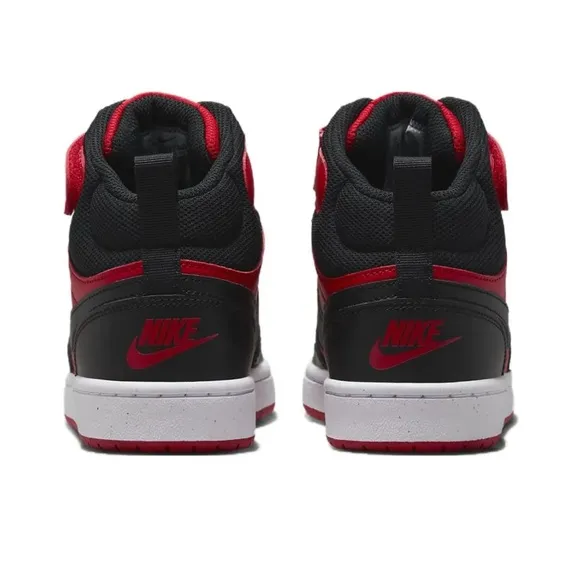 Big Kids Nike Court Borough Mid 2 Bred Sneaker University Red/Black CD7782-602