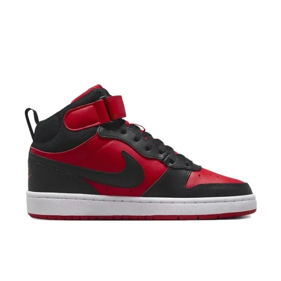 Big Kids Nike Court Borough Mid 2 Bred Sneaker University Red/Black CD7782-602