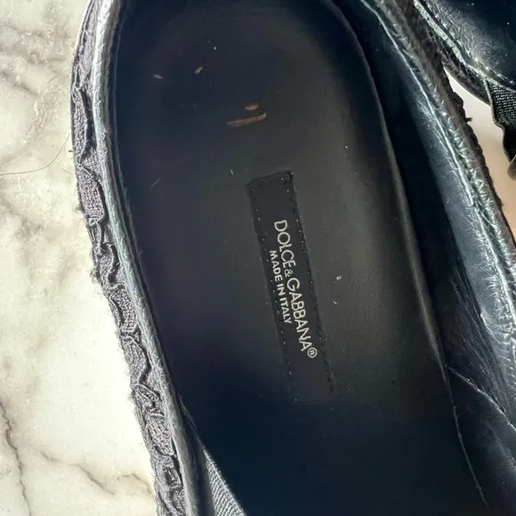 Black Lace Slip-On Dolce &amp; Gabbana Shoes