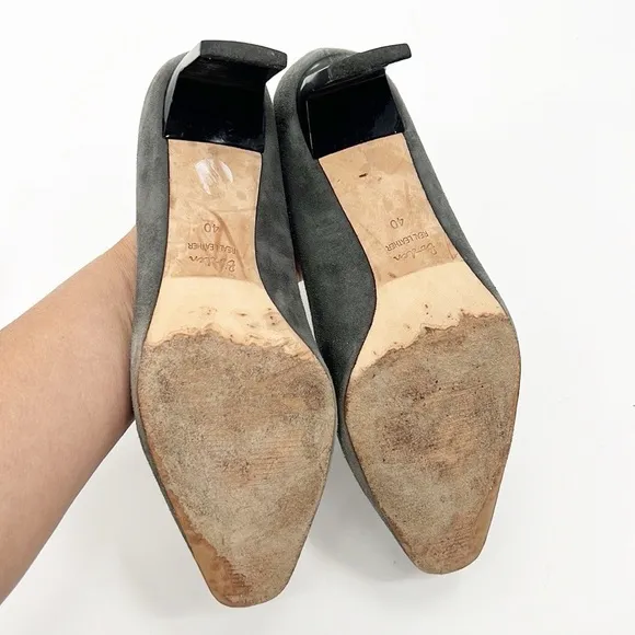 Boden Suede Grey Leopard Calf Hair Square Toe Heels Size 40 Size 8.5