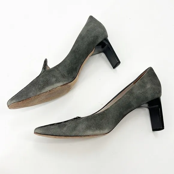 Boden Suede Grey Leopard Calf Hair Square Toe Heels Size 40 Size 8.5