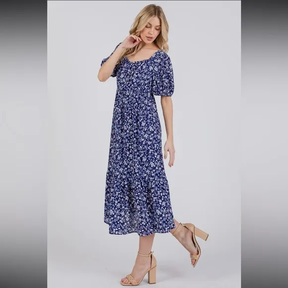 Boho Floral Midi Dress