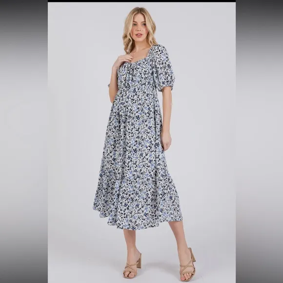 Boho Floral Midi Dress