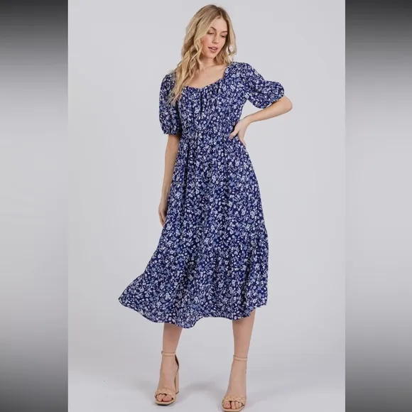 Boho Floral Midi Dress