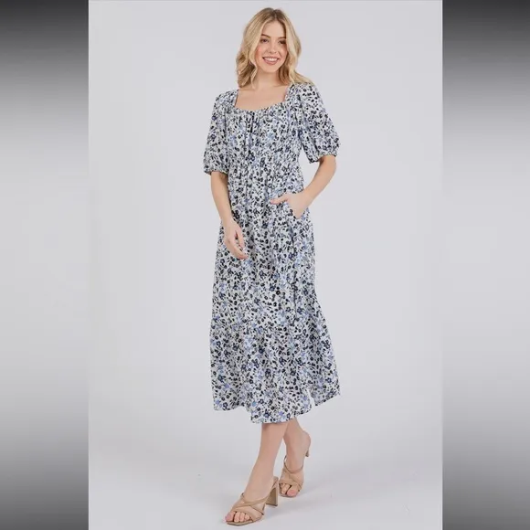 Boho Floral Midi Dress