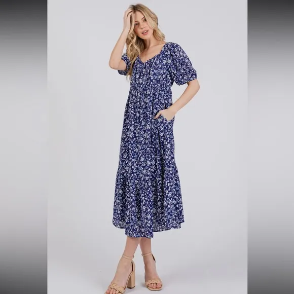 Boho Floral Midi Dress