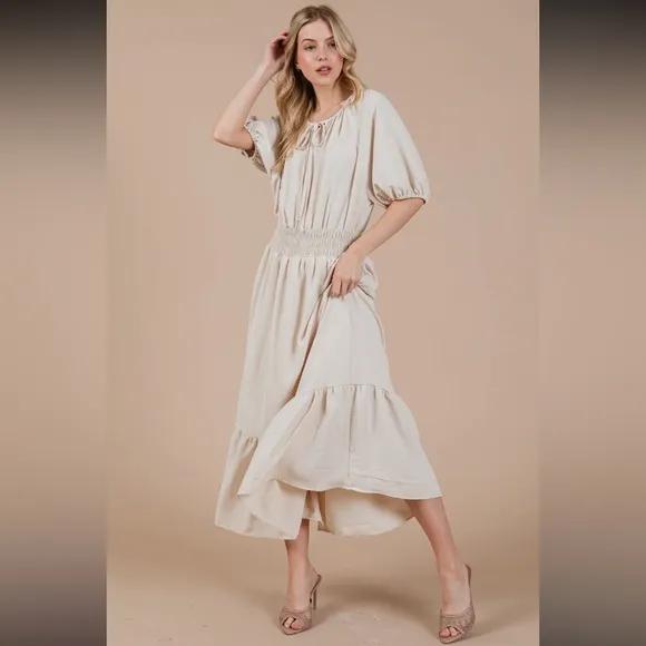 Boho Smocked Midi Dress