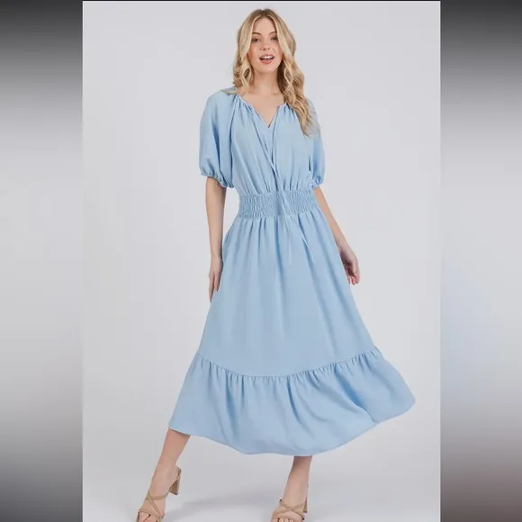 Boho Smocked Midi Dress