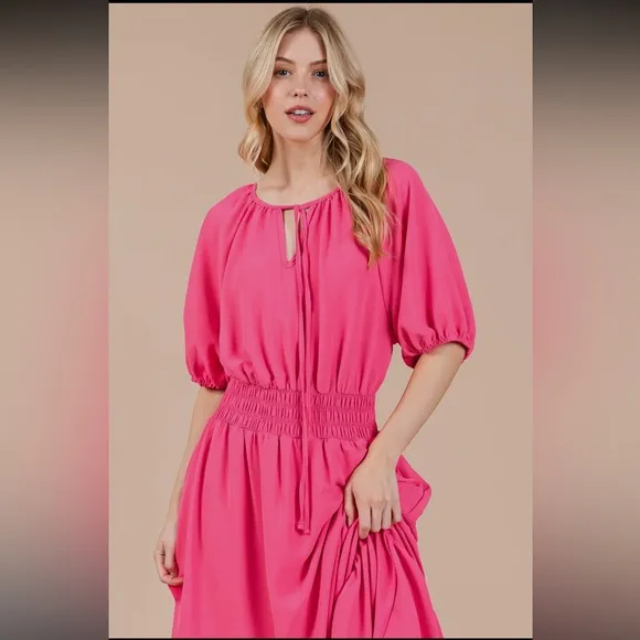 Boho Smocked Midi Dress