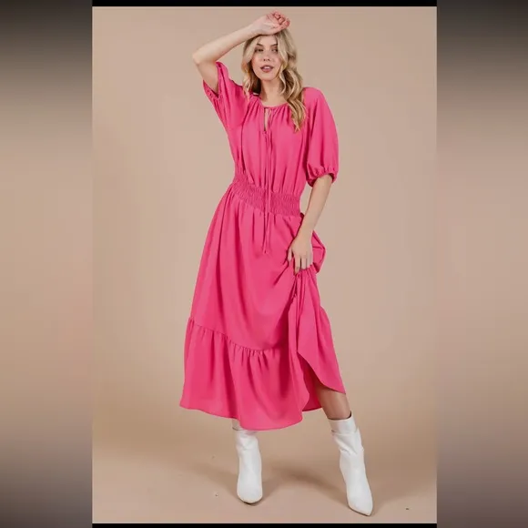 Boho Smocked Midi Dress
