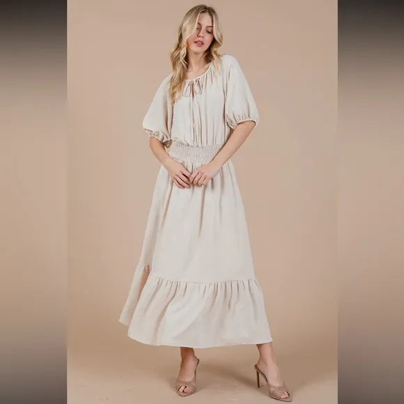 Boho Smocked Midi Dress