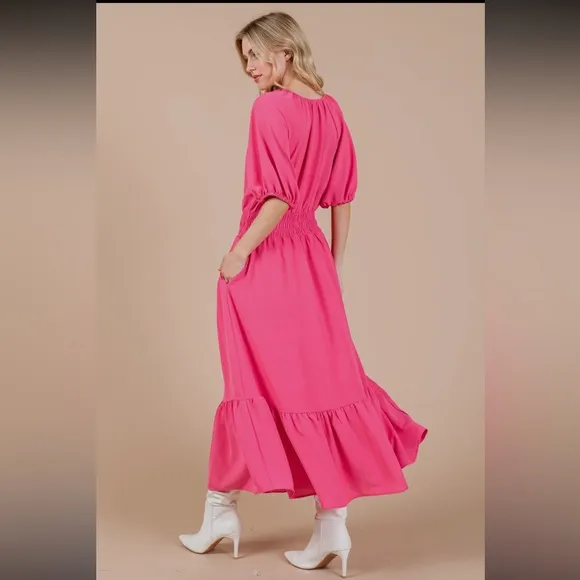 Boho Smocked Midi Dress