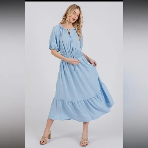 Boho Smocked Midi Dress