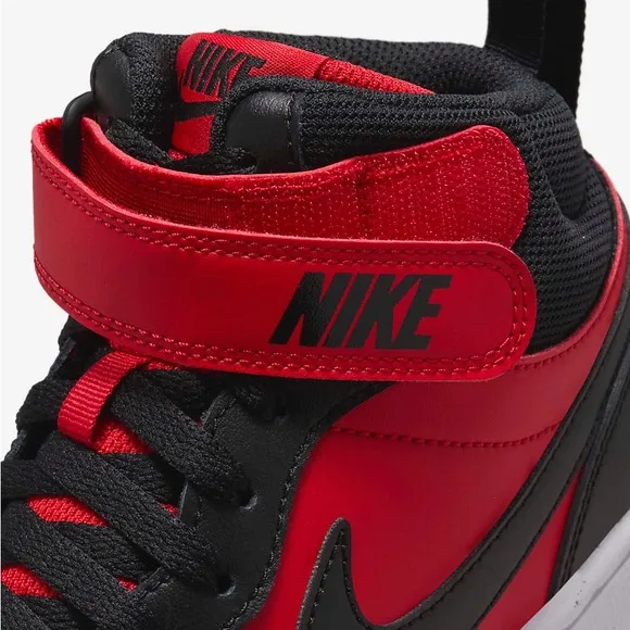 Brand New Nike Court Borough Mid 2 “Black University Red” Big Kids Shoes