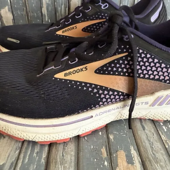 Brooks Adrenaline GTS 22 Womens 8.5 B Shoes Black Purple Running 1203531B080